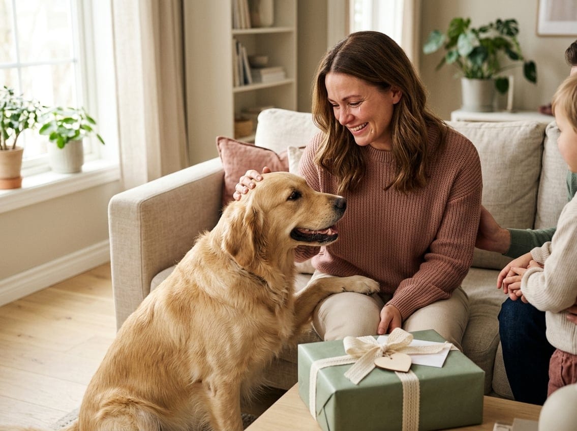 Når hunden er en del af familien må gaven til mor gerne have fire poter
